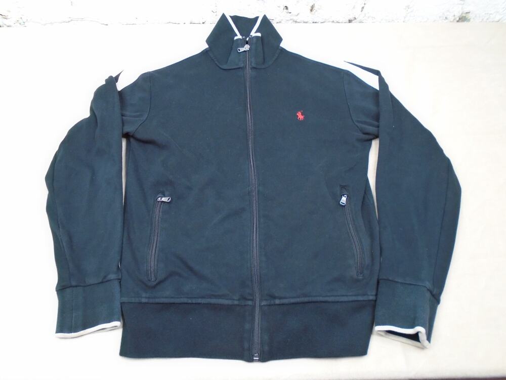 Polo Ralph Lauren Men's Black Cotton Full Zip Logo Track Jacket Size XS